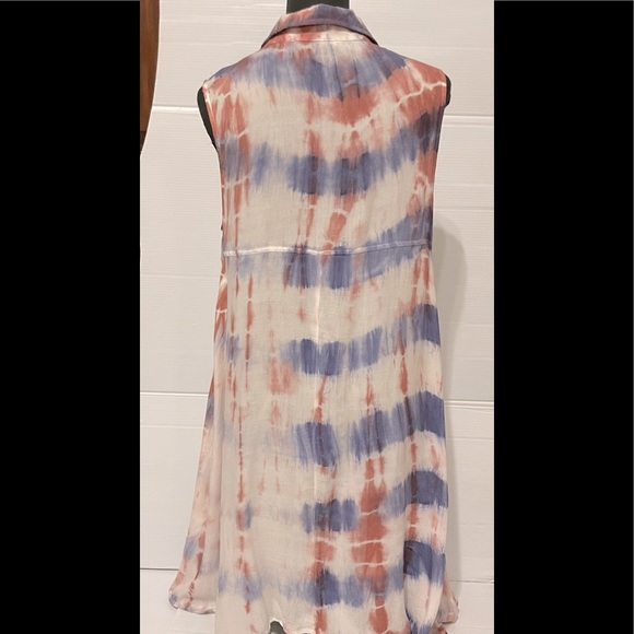 Hot & Delicious sleeveless Tie-Dye button up w/collar Top  size XL - Picture 3 of 12